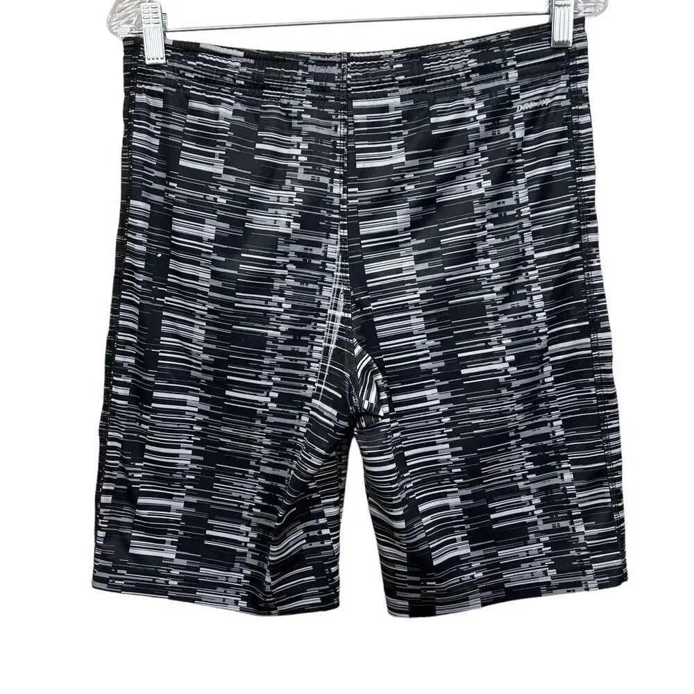 Nike Dri Fit Board Shorts Stretch Drawstring Waistband Pockets Black Gray Boy M*